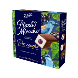 Wedel Ptasie mleczko waniliowe z galaretką o smaku czarnej porzeczki w czekoladzie mlecznej 340g
