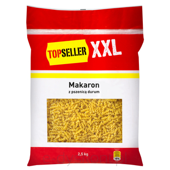 Topseller Xxl Makaron Świderki Z Pszenicą Durum 2,5 Kg