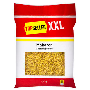 Topseller Xxl Makaron Świderki Z Pszenicą Durum 2,5 Kg