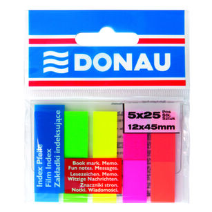 Zakładki indeksujące Donau PP 12x45mm 5x25 kartek mix kolorów