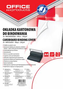 Okładki do bindowania OFFICE PRODUCTS, karton, A4, 250gsm, błyszczące, 100szt., białe