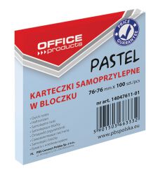 Office Products Bloczek Samoprzylepny 76X76Mm, 1X100 Kart., Pastel, Niebieski