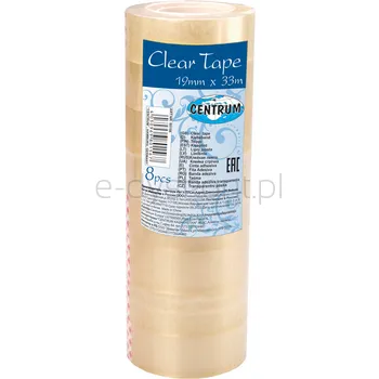 Taśma biurowa przezroczysta 19 mm x 33m x 8 sztuk