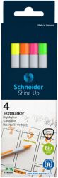 Schneider Zestaw Zakreślaczy Shine-Up, 1-4Mm, 4 Szt., Pudełko Z Zawieszką, Mix Kolorów