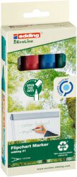 Edding Marker Do Flipchartów E-31 Ecoline, 1,5-3 Mm, 4 Szt., Mix Kolorów 