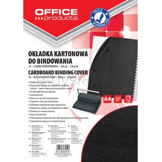 Office Products Okładki do bindowania karton, A4, 250gsm, skóropodobne, 100szt., czarne [BIURO]