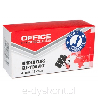 Klipy Do Dokumentów Office Products, 41Mm, 12Szt., Czarne