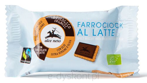 Herbatniki Orkiszowe Z Mleczną Czekoladą Fair Trade Bio 28 G - Alce Nero [BIO]