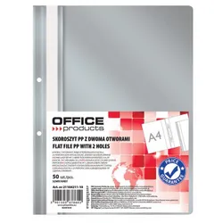 Office Products Skoroszyt, PP, A4, 2 otwory, 100/170mikr., wpinany, szary