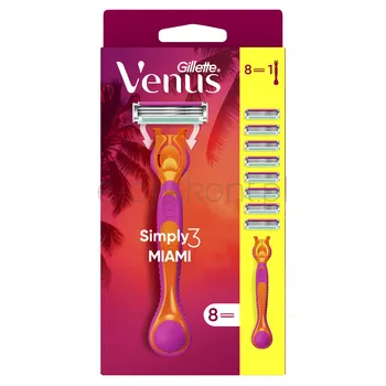 Gillette Simply Venus 3 Miami Rączka maszynki + 8 ostrzy