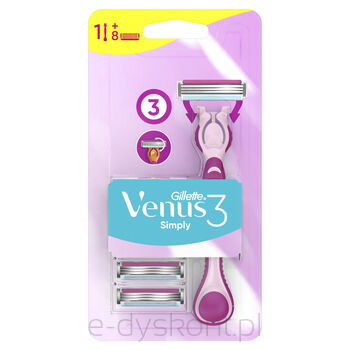 Gillette Simply Venus 3 Rączka Maszynki Do Golenia + 8 Ostrzy