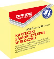 Office Products Mini kostka samoprzylepna 50x50mm, 1x250 kart., pastel, jasnożółta