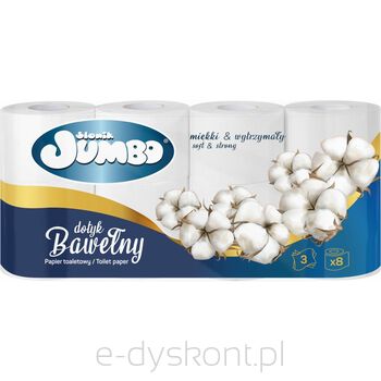 SŁONIK JUMBO papier toaletowy bawełna 8 rolek 3-warstwowy