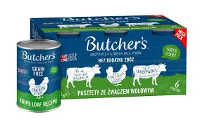 Butcher's Original Megapack Tripe, Karma dla psa, mix smaków ze żwaczem wołowym, pasztety, 6x400 g
