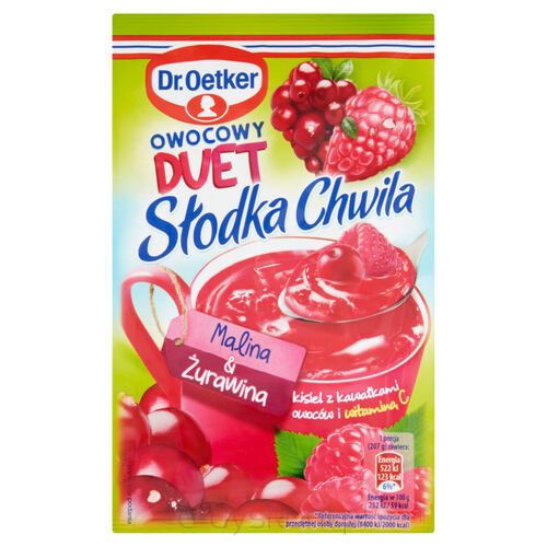 Dr.Oetker Słodka Chwila Owocowy Duet Malina  Żurawina Kisiel Z Kawałkami Owoców 32 G