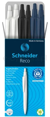 Schneider Długopis Automatyczny Reco, M, Box, 6 Szt., Mix Kolorów