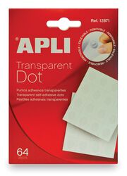 Kółka mocująca Apli typu „dot”, usuwalne, 64szt., transparentne