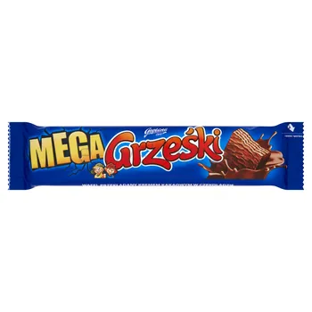 Grześki Mega Wafel przekładany kremem kakaowym w czekoladzie 48 g