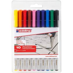 Edding Cienkopis E-89 Ef  0,3 Mm, 10 Szt., Mix Kolorów