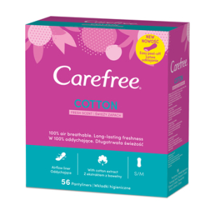 Carefree Cotton Fresh Scent, Wkładki Higieniczne 56 Szt