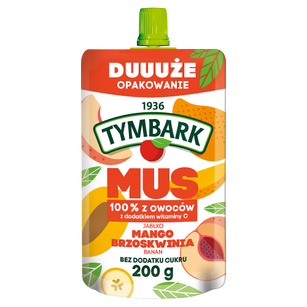 Tymbark Mus 100% Jabłko Mango Brzoskwinia Banan 200 G