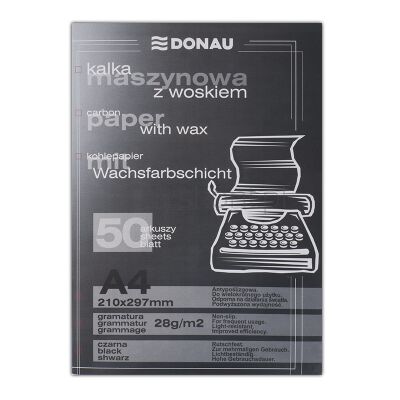Donau Kalka maszynowa z woskiem, A4, 50szt., Czarna