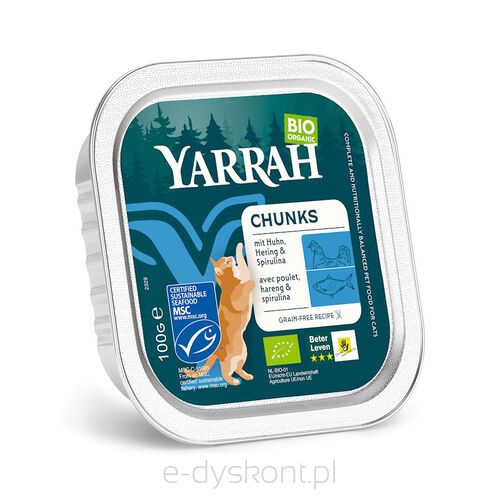 (Dla Kota) Kawałki Kurczaka I Ryby Ze Spiruliną Bio 100 G - Yarrah [BIO]