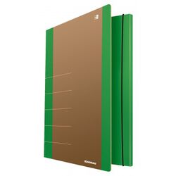Donau Teczka z gumką Life, Karton, A4, 500gsm, 3-skrz., zielony