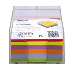 Office Products Przybornik Na Biurko Z Kolorowymi Karteczkami, Plastikowy, Transparentny