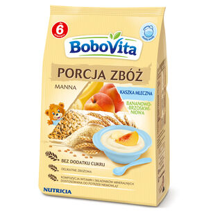 Bobovita Porcja Zbóż Kaszka Mleczna Manna Brzoskwinia-Banan Po 4 Miesiącu 210 G