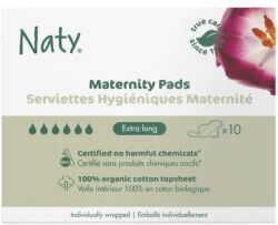 Eco By Naty Ekologiczne podpaski poporodowe, kompostowalne, extra long, 10 szt