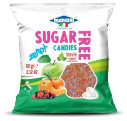 Mangini Cukierki O Smaku Zielonego Jabłka Ze Stewią Bez Cukru 60 G
