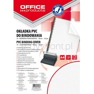 Office Products Okładki do bindowania PVC, A4, 150mikr., 100szt., transparentne [BIURO]