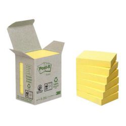 Post-It Karteczki Samoprzylepne (653-1B), Ekologiczne, 38X51Mm, 6X100 Kart., Żółte 