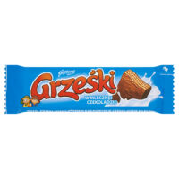 Jutrzenka Grześki Wafle W mlecznej czekoladzie przekładany kremem kakaowym w czekoladzie mlecznej 36 g