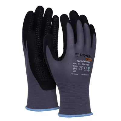 Rękawice Donau Safety Flex-Dotted, Kat. Ii, Rozm. 9, Szare