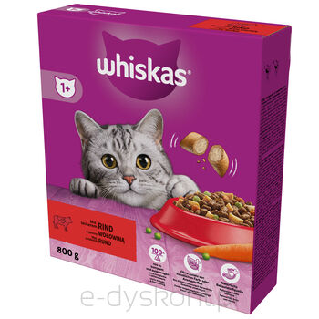 Whiskas 1+ Sucha Karma Z Wołowiną 800 G