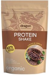 Dragon Superfoods Shake proteinowy kakao i wanilia, 62% białka z amino kwasami, z erytrytolem, bezglutenowy BIO 500 g