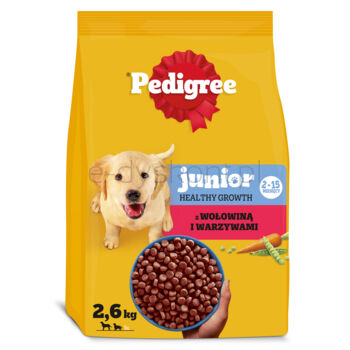 Pedigree Junior sucha karma z wołowiną i warzywami 2,6 kg