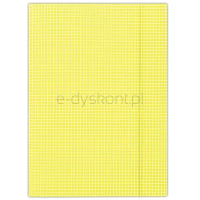 Donau Teczka Z Gumką Karton, A4, 400Gsm, 3-Skrz., Żółta W Kratę 