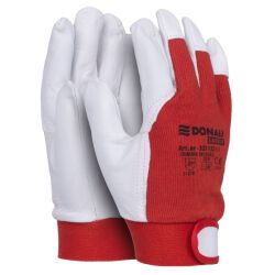 Rękawice Robocze Donau Safety, Skóra Kozia Po Stronie Dłoni, Rzep, Rozm. 10/Xl, Biało-Czerwone