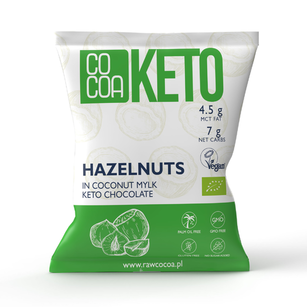 Orzechy Laskowe W Czekoladzie Keto Z Olejem Mct Bez Dodatku Cukru Bezglutenowe Bio 70 G - Cocoa [BIO]