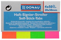 Donau Zakładki indeksujące papier, 20x50mm, 4x50 kart., mix kolorów 