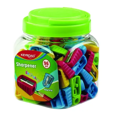 Temperówka plastikowa KEYROAD Easy-Sharp, pojedyncza, w plastikowej tubie, mix kolorów