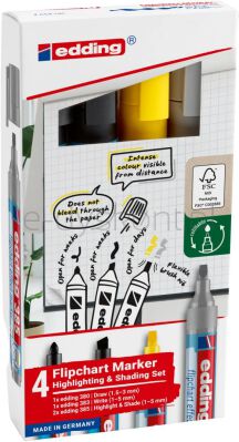 Edding Zestaw Markerów Do Efektów Na Flipchartach E-385, E-380 I E-383 4 Szt., Mix Kolorów