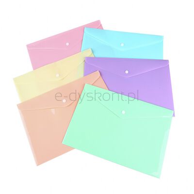 Teczka kopertowa, PP, A4, 235 x 328 x 0,18 mm, na zatrzask, display, mix pastel