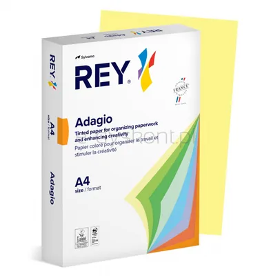 Papier ksero REY ADAGIO, A4, 160gsm, 49 żółty kanarkowy pastel *RYADA160X471 R100, 250 ark.