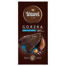 Wawel Czekolada Premium Gorzka 64% cocoa Karmel & Sól morska 90g