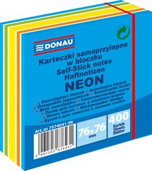 Donau Kostka samoprzylepna, 76x76mm, 1x400 kart., neon-pastel, mix niebieski