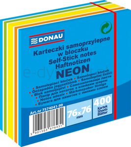 Donau Kostka samoprzylepna, 76x76mm, 1x400 kart., neon-pastel, mix niebieski